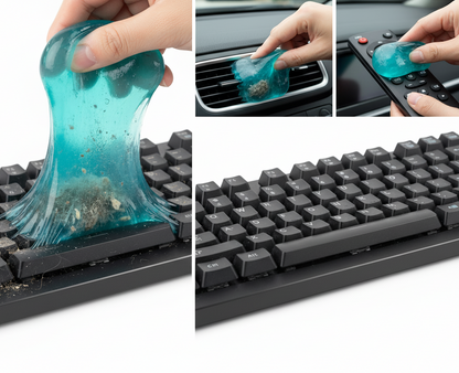 Say goodbye to dust and dirt in seconds!
This all-purpose cleaning gel easily removes dust, crumbs, and debris from hard-to-reach places. Perfect for cleaning keyboards, car vents, remotes, laptops, and more. Simply press it, lift it, and enjoy a spotless surface — no mess, no residue!